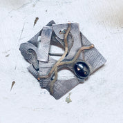 Vintage Silver Brooch, Sterling Silver, Vintage Jewelry, Hematite Jewelry, Hematite Brooch, Cabochon Hematite, Handmade Brooch, Textured Pin