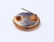 Millefiori Brooch, Small Brooch, Vintage Jewelry, Mosaic Jewelry, Vintage Pin, Small Brooch, Oval Shape, Yellow, Gold Toned, Blue, Green,