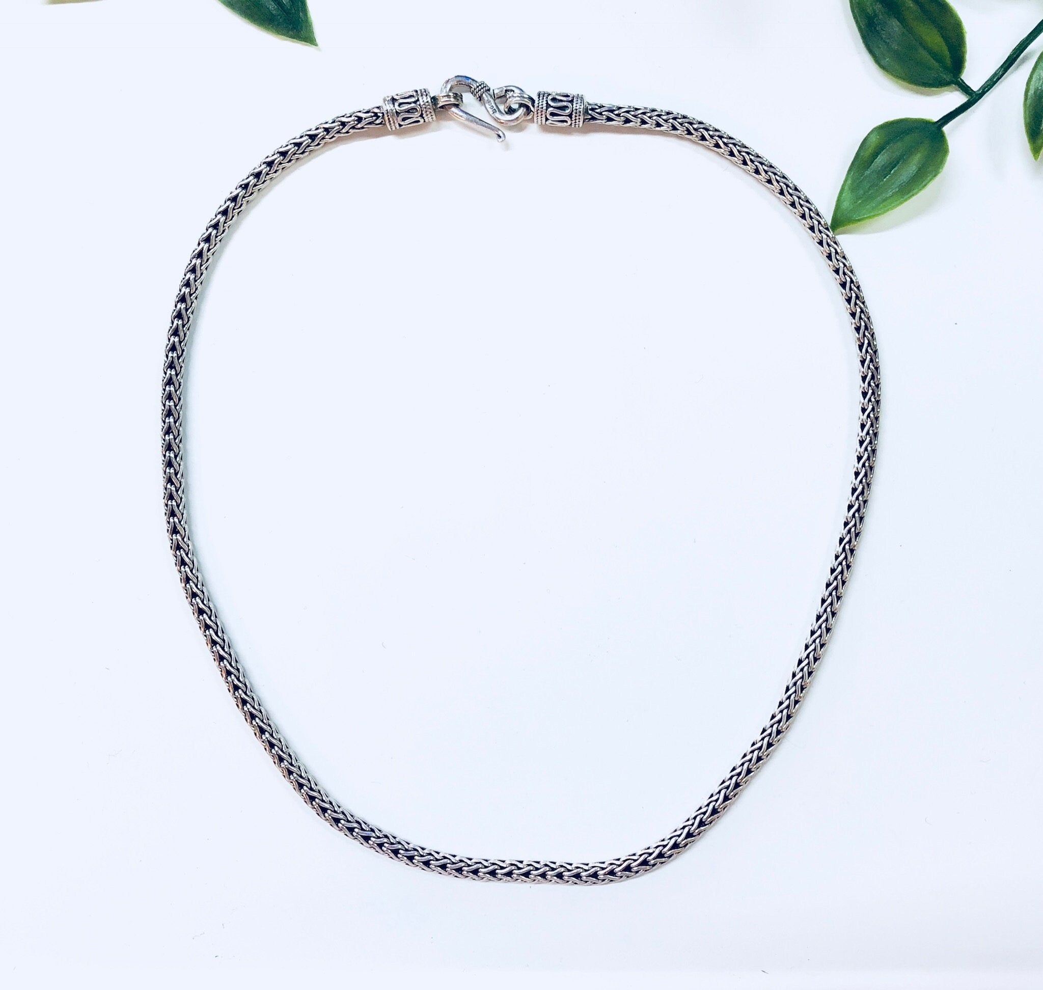 Vintage Silver Chain, Rope Chain, Sterling Silver, Vintage Jewelry, Hook Clasp, Thick Chain, Tribal Jewelry, Tribal Style, Necklace