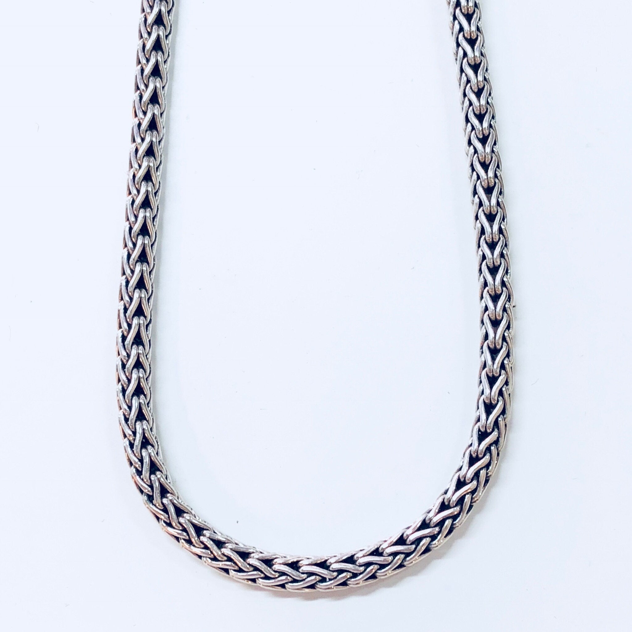 Vintage Silver Chain, Rope Chain, Sterling Silver, Vintage Jewelry, Hook Clasp, Thick Chain, Tribal Jewelry, Tribal Style, Necklace