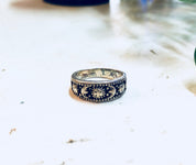 Vintage Silver Ring, Sterling Silver, Vintage Jewelry, Sun Ring, Moon Ring, Sun and Moon, Crescent Moon, Band Ring, Sun Rays, Vintage Ring