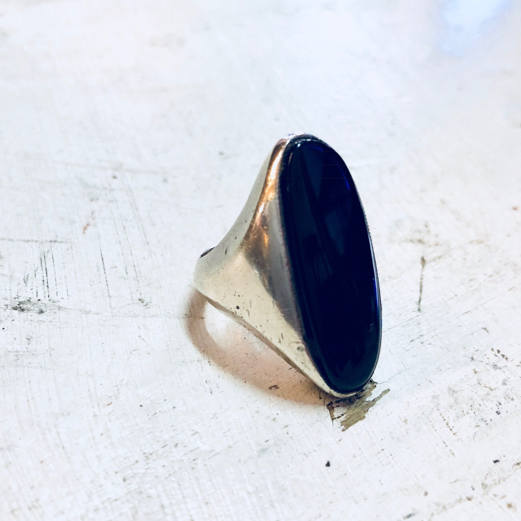 Vintage Silver Ring, Sterling Silver, Vintage Jewelry, Black Onyx, Onyx Jewelry, Black Ring, Statement Jewelry, Cocktail Ring, Long Ring