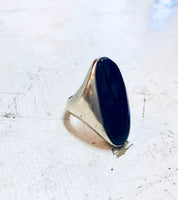 Vintage Silver Ring, Sterling Silver, Vintage Jewelry, Black Onyx, Onyx Jewelry, Black Ring, Statement Jewelry, Cocktail Ring, Long Ring