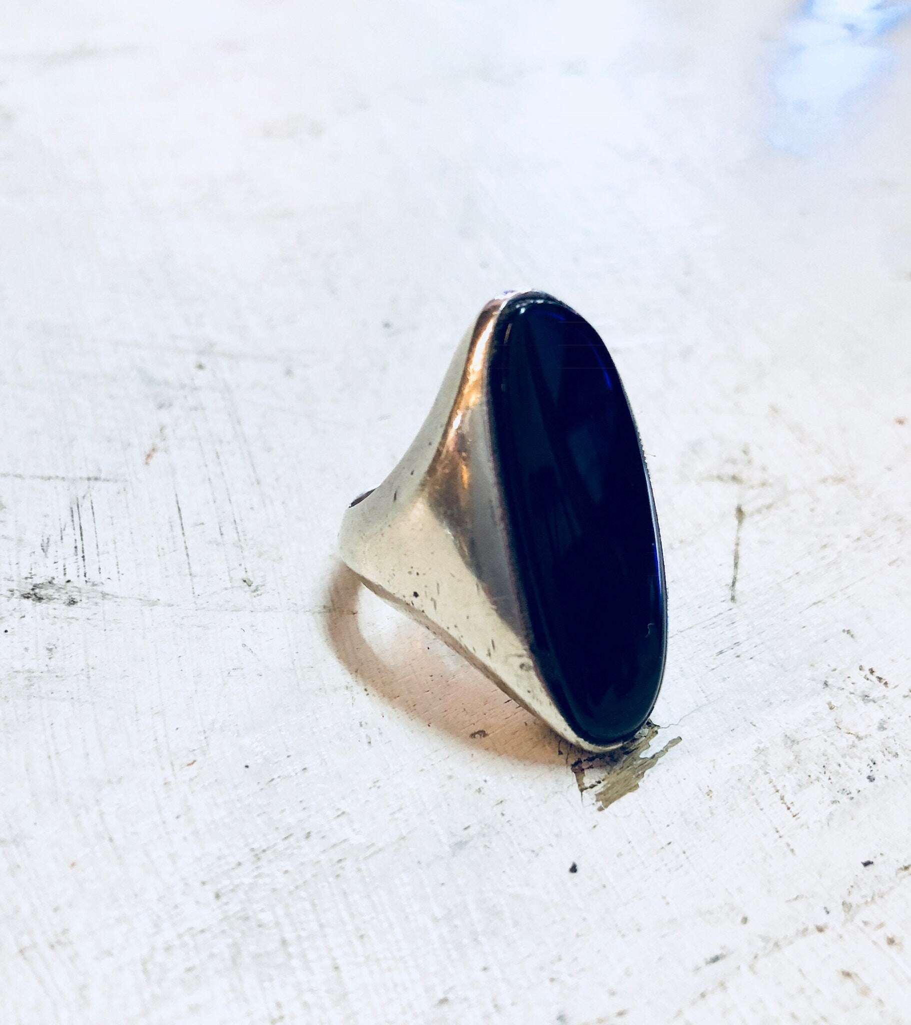 Vintage Silver Ring, Sterling Silver, Vintage Jewelry, Black Onyx, Onyx Jewelry, Black Ring, Statement Jewelry, Cocktail Ring, Long Ring