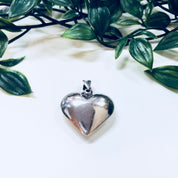 Vintage Silver Pendant, Sterling Silver, Vintage Jewelry, Heart Pendant, Heart Jewelry, Necklace, Puffy Pendant, 925, Anniversary Gift