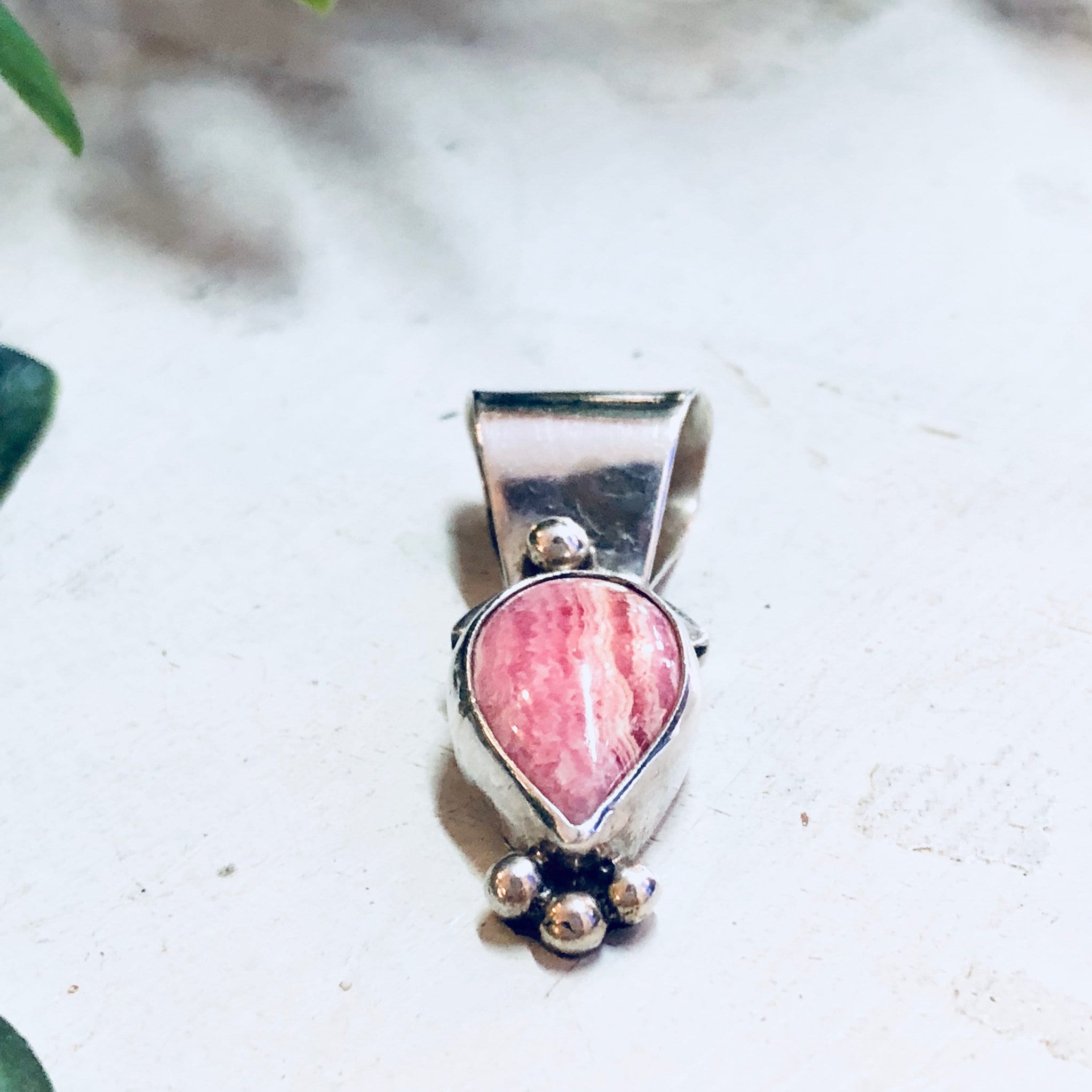 Vintage Silver Pendant, Pink Rhodochrosite, Rhodochrosite, Pink Jewelry, Sterling Silver, Necklace, Pendant, Vintage Jewelry, Pink and White
