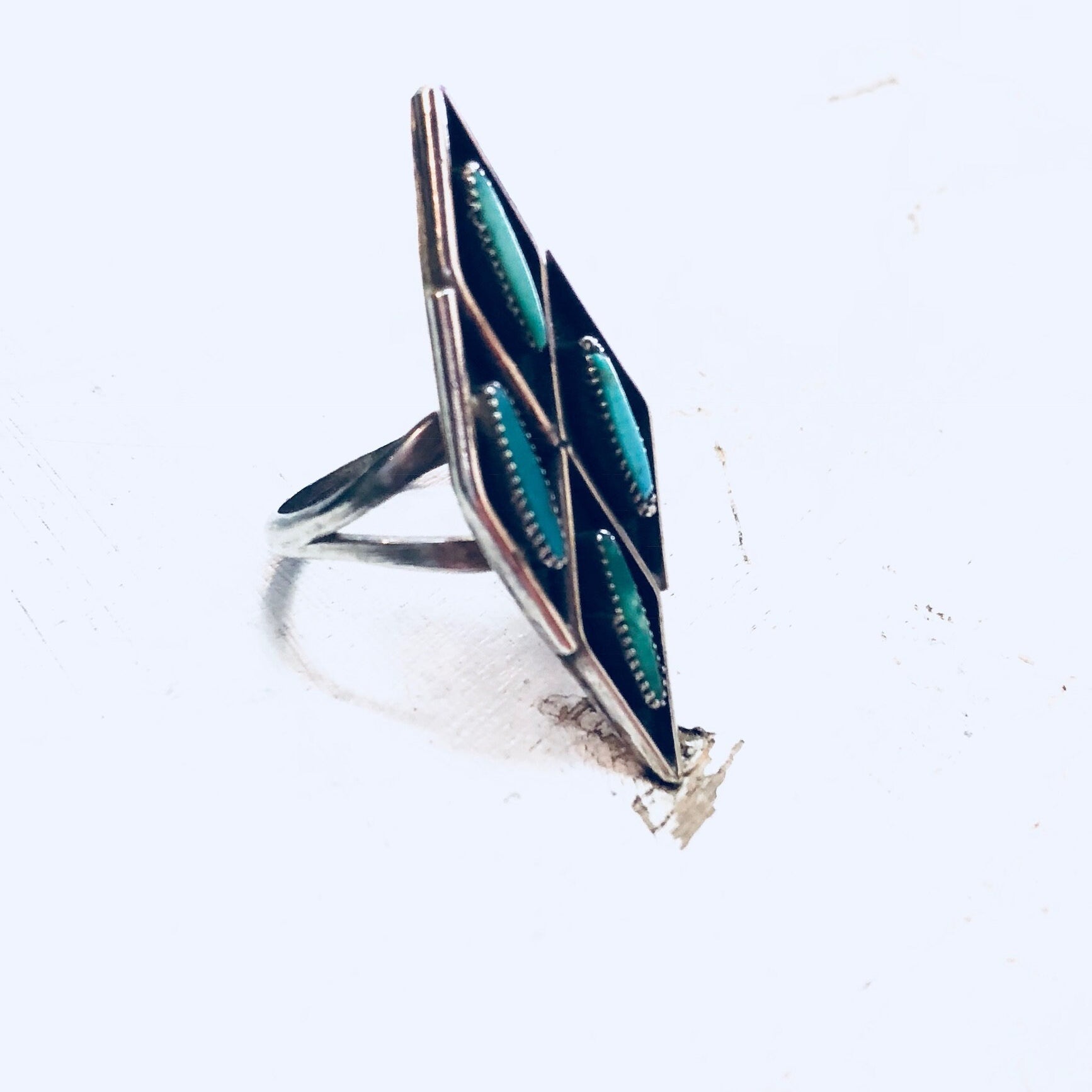 Vintage Silver Ring, Turquoise RIng, Sterling Silver, Vintage Jewelry, Blue, Green, Diamond Shape, Vintage Ring, Turquoise Jewelry,