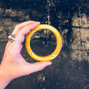 Celluloid Bracelet, Yellow Celluloid, Carved Celluloid, Bangle Bracelet, Vintage Jewelry, Vintage Bracelet, Carved Jewelry, Yellow Jewelry