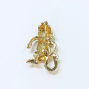 Vintage Brooch, Monkey Brooch, Animal Jewelry, Vintage Jewelry, Gold Toned Jewelry, Monkey Pin, Rhinestone, Green, Brown, Gold, Cute Pin