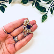 Vintage Brooch, Monkey Brooch, Animal Jewelry, Vintage Jewelry, Gold Toned Jewelry, Monkey Pin, Rhinestone, Green, Brown, Gold, Cute Pin