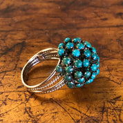 Vintage Gold Ring, Turquoise Ring, Blue and Green, 14 Karat Gold, 14K, Yellow Gold, Turquoise Jewelry, Cocktail Ring, Statement Jewelry