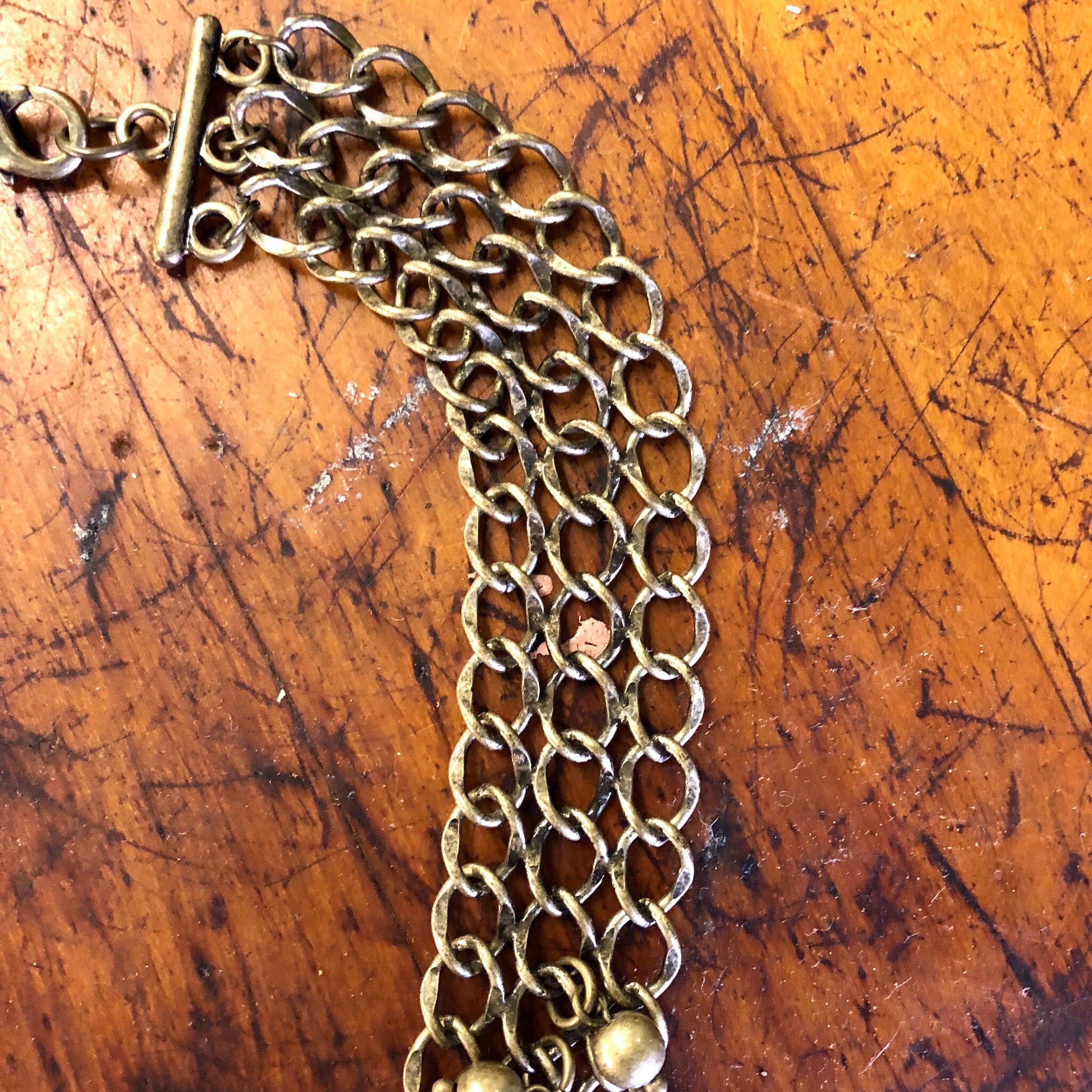 Vintage Necklace, Choker, Vintage Jewelry, Gold Toned Necklace, Bib Necklace, Statement Jewelry, Costume Jewelry, Brass Toned, Ball Necklace