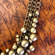Vintage Necklace, Choker, Vintage Jewelry, Gold Toned Necklace, Bib Necklace, Statement Jewelry, Costume Jewelry, Brass Toned, Ball Necklace
