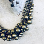 Vintage Necklace, Choker, Vintage Jewelry, Gold Toned Necklace, Bib Necklace, Statement Jewelry, Costume Jewelry, Brass Toned, Ball Necklace