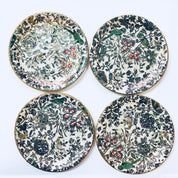 Alfred E Knobler Coasters, Set of 8 Coasters, Box Coasters, Floral Design, Bird Coasters, Paper Mache, Flowers, Vines, White, Green, Red,