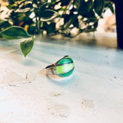 Vintage Silver Ring, David Andersen Ring, Norwegian Jewelry, Green Enamel Ring, Adjustable Ring, Vintage Jewelry, Green Jewelry, Shell Shape