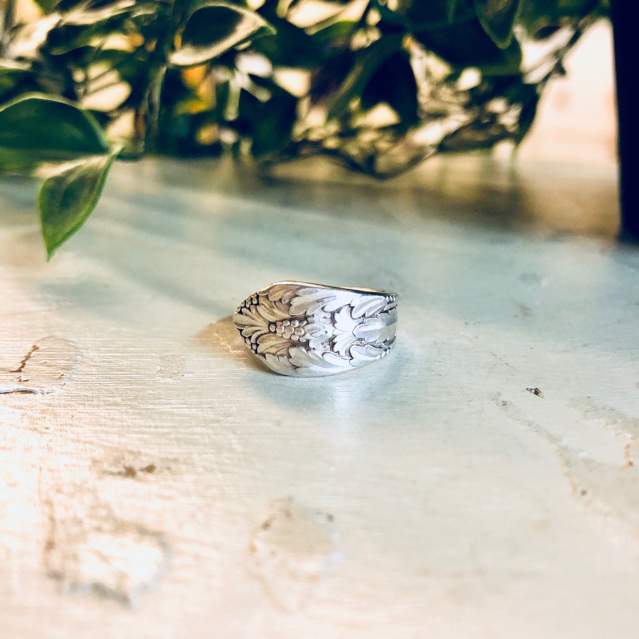 Vintage Spoon Ring, Silver Ring, Vintage Jewelry, Fork Ring, Cutlery Jewelry, Statement Ring, Floral Design Ring, Rogers Bros, Silverware