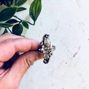 Vintage Silver Ring, RB Sterling, Navajo Ring, Navajo Jewelry, Running Bear, Vintage Jewelry, Statement Ring, Floral Ring, Flower, Long Ring