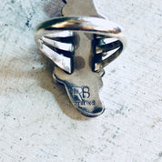 Vintage Silver Ring, RB Sterling, Navajo Ring, Navajo Jewelry, Running Bear, Vintage Jewelry, Statement Ring, Floral Ring, Flower, Long Ring