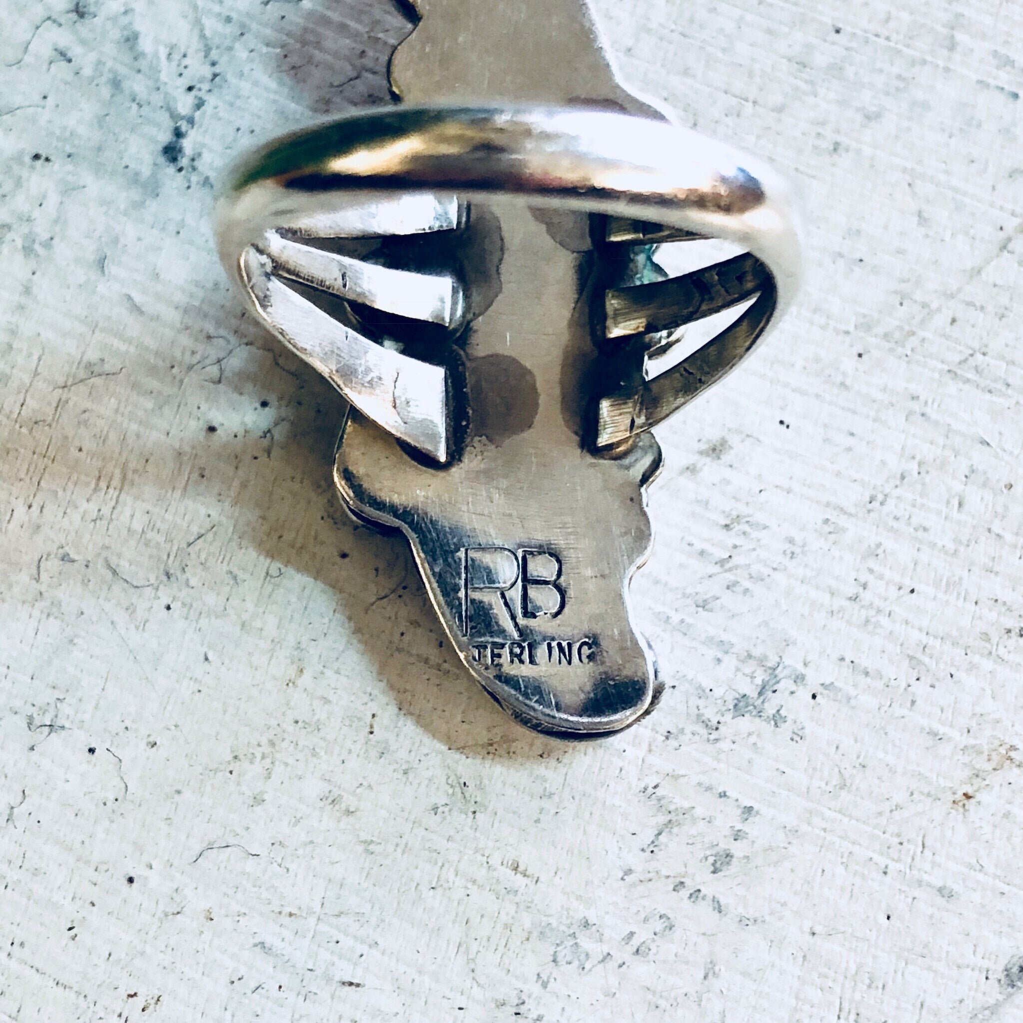 Vintage Silver Ring, RB Sterling, Navajo Ring, Navajo Jewelry, Running Bear, Vintage Jewelry, Statement Ring, Floral Ring, Flower, Long Ring