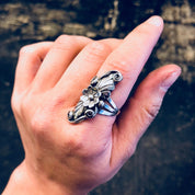 Vintage Silver Ring, RB Sterling, Navajo Ring, Navajo Jewelry, Running Bear, Vintage Jewelry, Statement Ring, Floral Ring, Flower, Long Ring