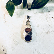 Vintage Silver Pendant, Sterling Silver, Vintage Jewelry, Vintage Necklace, Pendant, Smoky Quartz, Orange, Purple, Natural Stones, Necklace