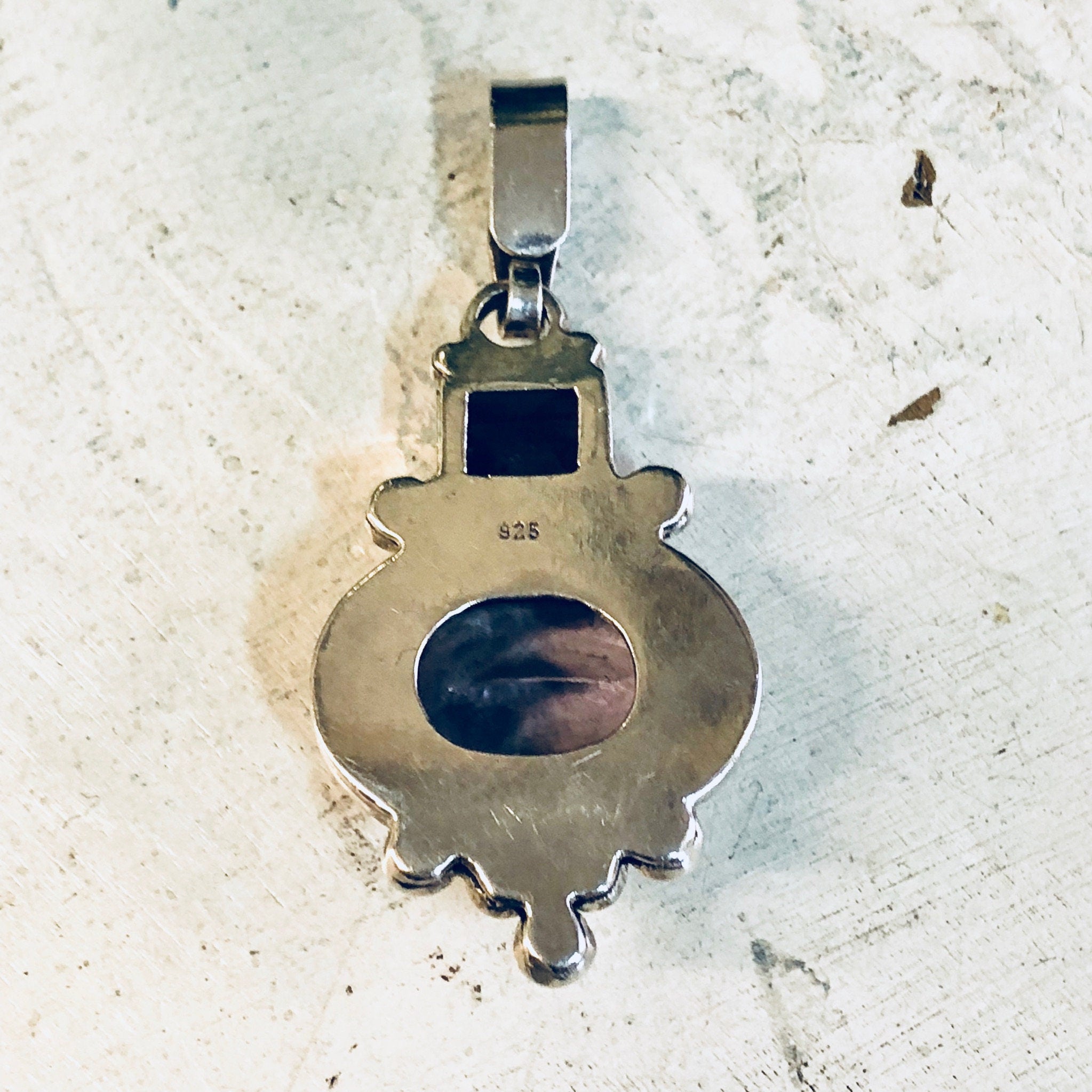 Vintage Silver Pendant, Sterling Silver, Vintage Jewelry, Hessonite Garnet, Amethyst Pendant, Gemstone Pendant, Vintage Necklace, Brown Gem