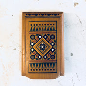 Vintage Wooden Case, Cigarette Case, Handmade Case, Small Case, Beaded Case, Wooden Wallet, Inlaid Wood Case, Hand Crafted, Card Holder