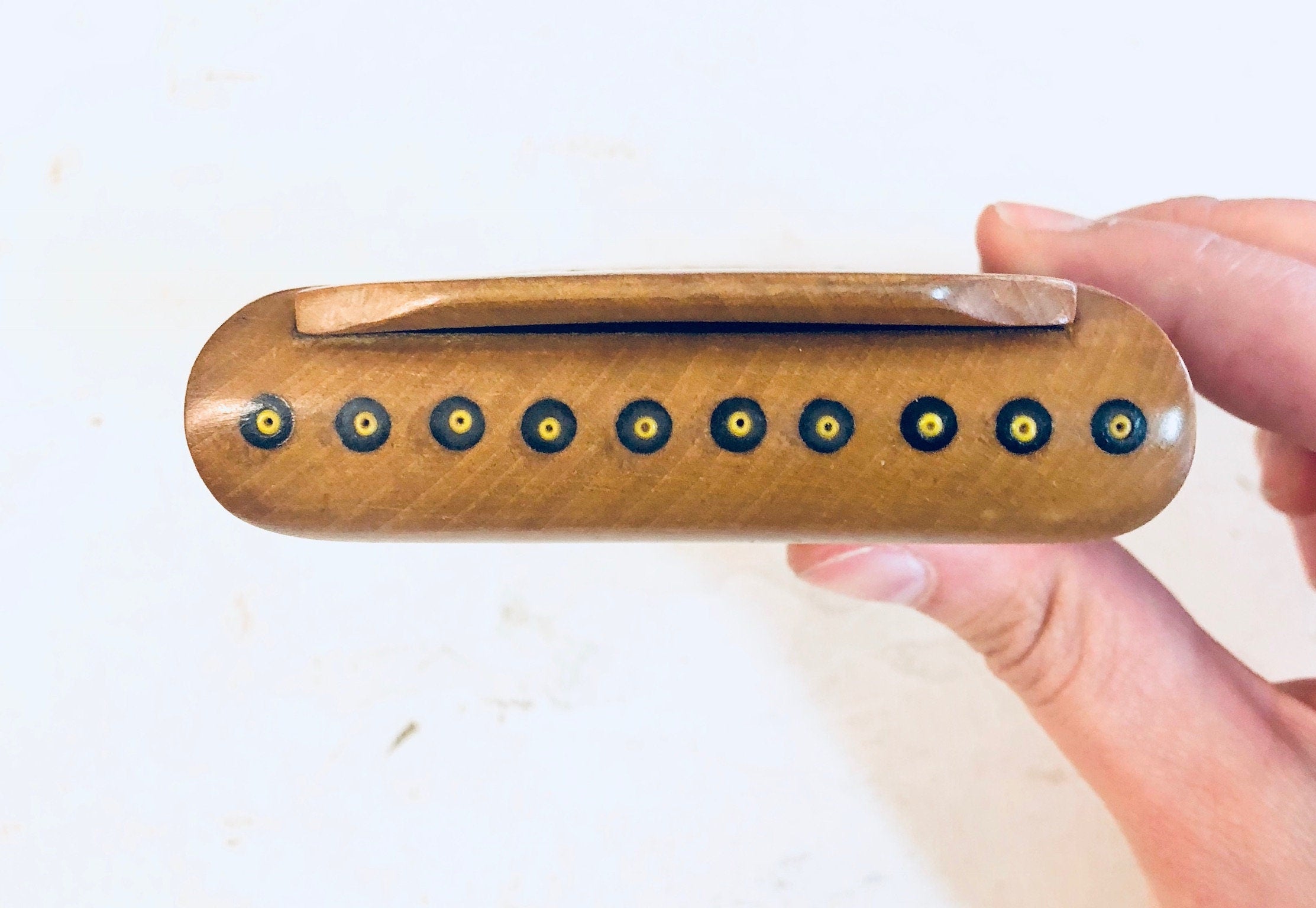 Vintage Wooden Case, Cigarette Case, Handmade Case, Small Case, Beaded Case, Wooden Wallet, Inlaid Wood Case, Hand Crafted, Card Holder