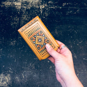 Vintage Wooden Case, Cigarette Case, Handmade Case, Small Case, Beaded Case, Wooden Wallet, Inlaid Wood Case, Hand Crafted, Card Holder