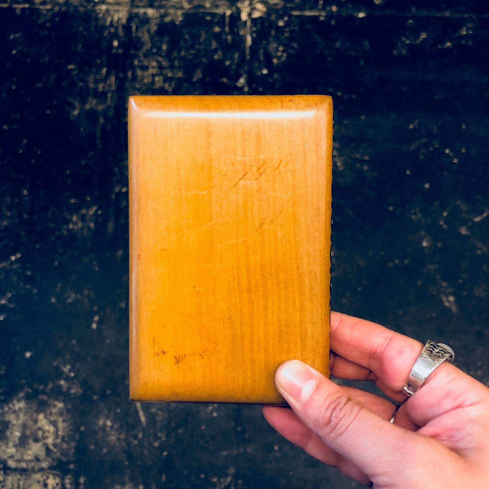 Vintage Wooden Case, Cigarette Case, Handmade Case, Small Case, Beaded Case, Wooden Wallet, Inlaid Wood Case, Hand Crafted, Card Holder