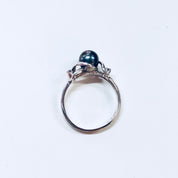Vintage Gold Ring, Pearl Ring, Black Pearl, White Gold, 10 Karat Gold, 10K White Gold, Vintage Jewelry, Gold Jewelry, Engagement Ring, Pearl