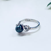 Vintage Gold Ring, Pearl Ring, Black Pearl, White Gold, 10 Karat Gold, 10K White Gold, Vintage Jewelry, Gold Jewelry, Engagement Ring, Pearl