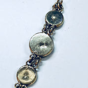 Vintage 14K gold link bracelet with iridescent blue and green natural stone accents, ideal for weddings or fine jewelry collections.