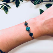 Vintage Gold Bracelet, 14 Karat Gold, 14K Gold, Blue, Green, Natural Stone, Iridescent Stone, Link Bracelet, Fine Jewelry, Wedding, Vintage