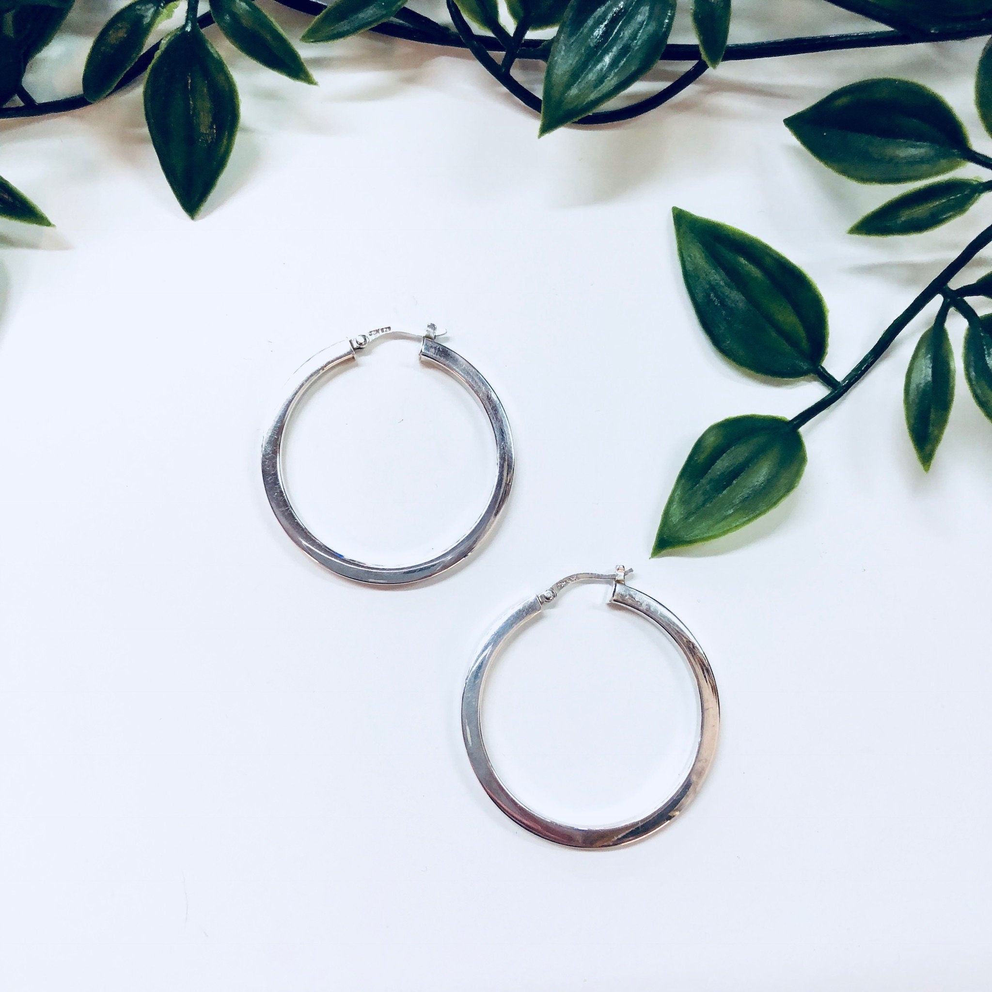 Vintage Silver Earrings, Sterling Silver, Vintage Jewelry, Hoop Earrings, 925, Small Hoops, 90s Fashion, Pierced Ears, Simple Jewelry,