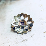 Vintage Silver Brooch, Amethyst Brooch, Marcasite Jewelry, Sterling Silver, Vintage Jewelry, Vintage Pin, Purple Pin, Starburst, Star Shape