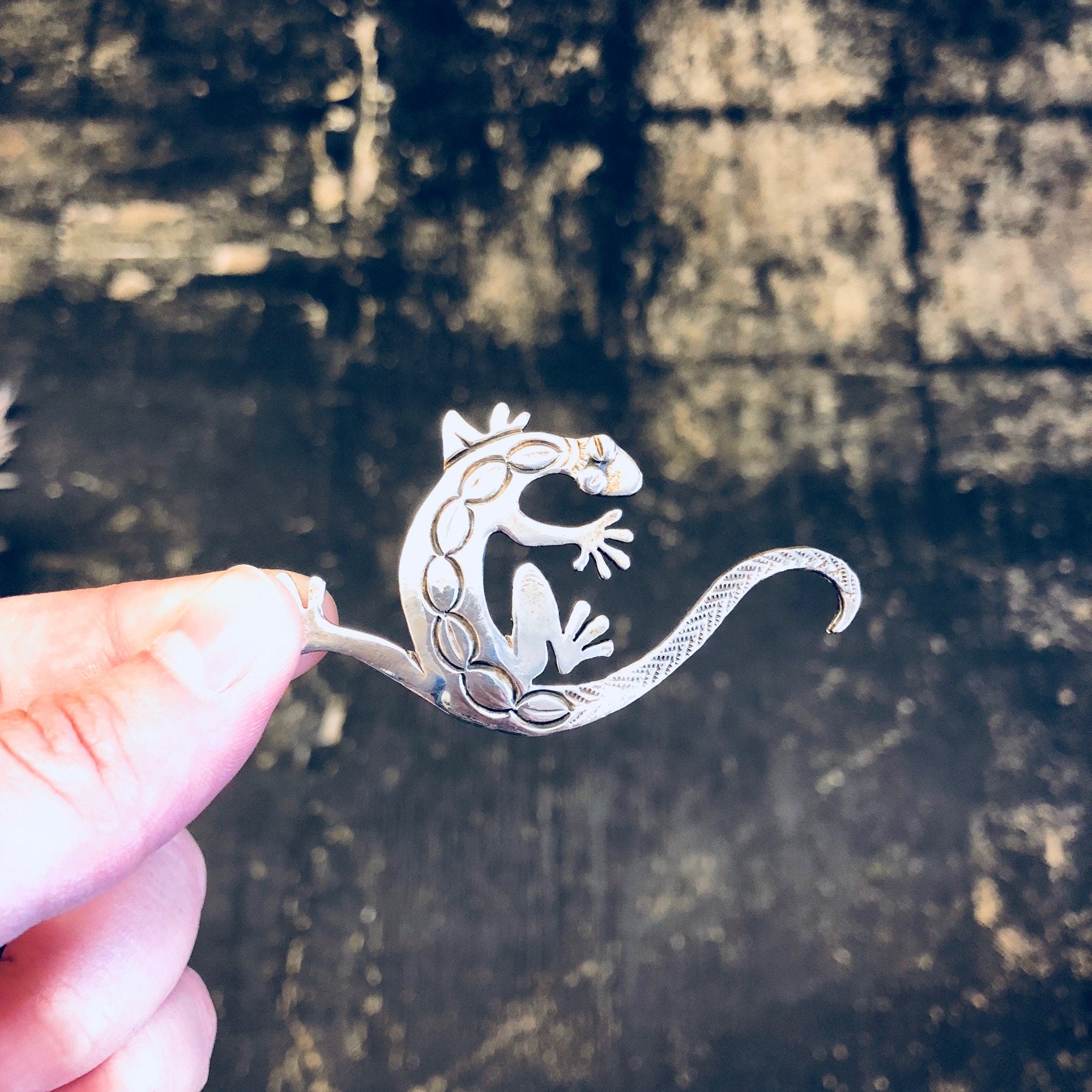 Vintage Silver Brooch, Lizard Brooch, Vintage Pin, Sterling Silver, Statement Jewelry, Animal Jewelry, Salamander, Vintage Jewelry, Reptile