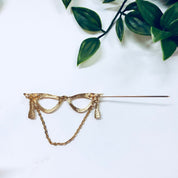 Vintage Brooch, Gold Toned Brooch, Cat Eye Glasses, Costume Jewelry, Vintage Jewelry, Vintage Pin, Rhinestones, Tassel Brooch, Avon Jewelry
