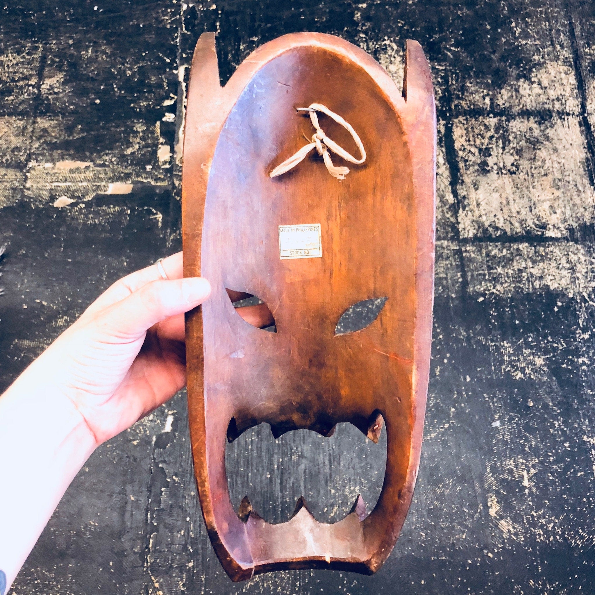 Wood Carved Mask, Vintage Mask, Wooden Mask, Hand Carved Wood, Vintage Home Decor, Wall Decor, Primitive Decor, Wall Hanging, Brown, Carved