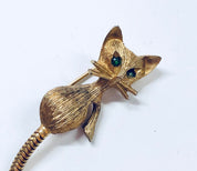Vintage Brooch, Gold Toned Jewelry, Cat Pin, Gold Cat Pin, Green Eyes, Small Brooch, Vintage Jewelry, Costume Jewelry, Cute, Whiskers,
