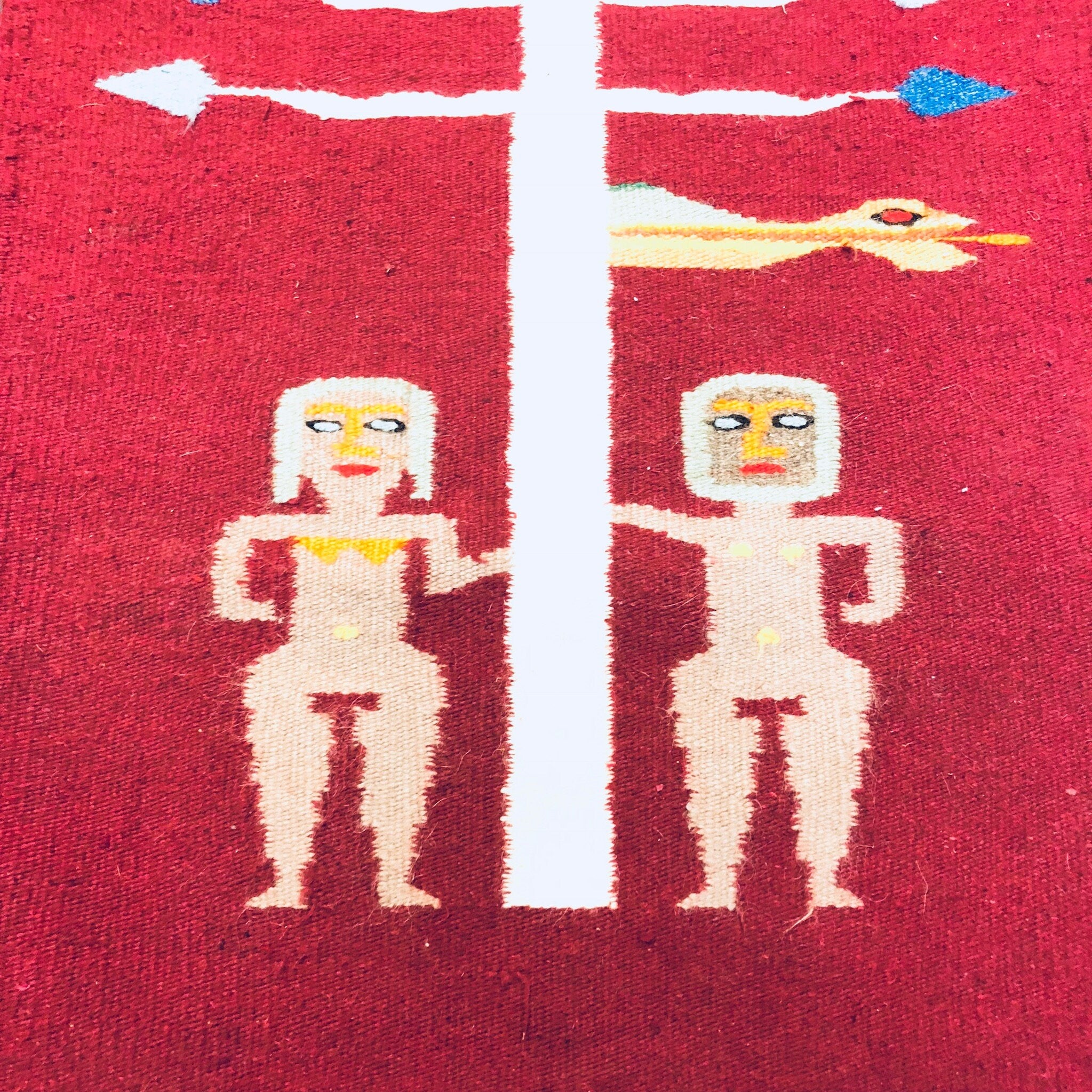 Vintage Tapestry, Wool Tapestry, Fertility, Red Wall Hanging, Vintage Runner, Runner Rug, Wall Art, Vintage Home Decor, Fertility Art,