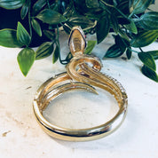 Snake Bracelet, Vintage Bracelet, Hinged Bracelet, Rhinestone Jewelry, Cuff, Gold Toned Jewelry, Vintage Jewelry, Costume Jewelry, Snake