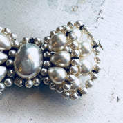 Vintage Brooch, Sterling Silver, Pearl Brooch, Bow Brooch, Bowtie, Vintage Jewelry, Faux Pearls, Made in France, Beaded Jewelry, Bow, Pin