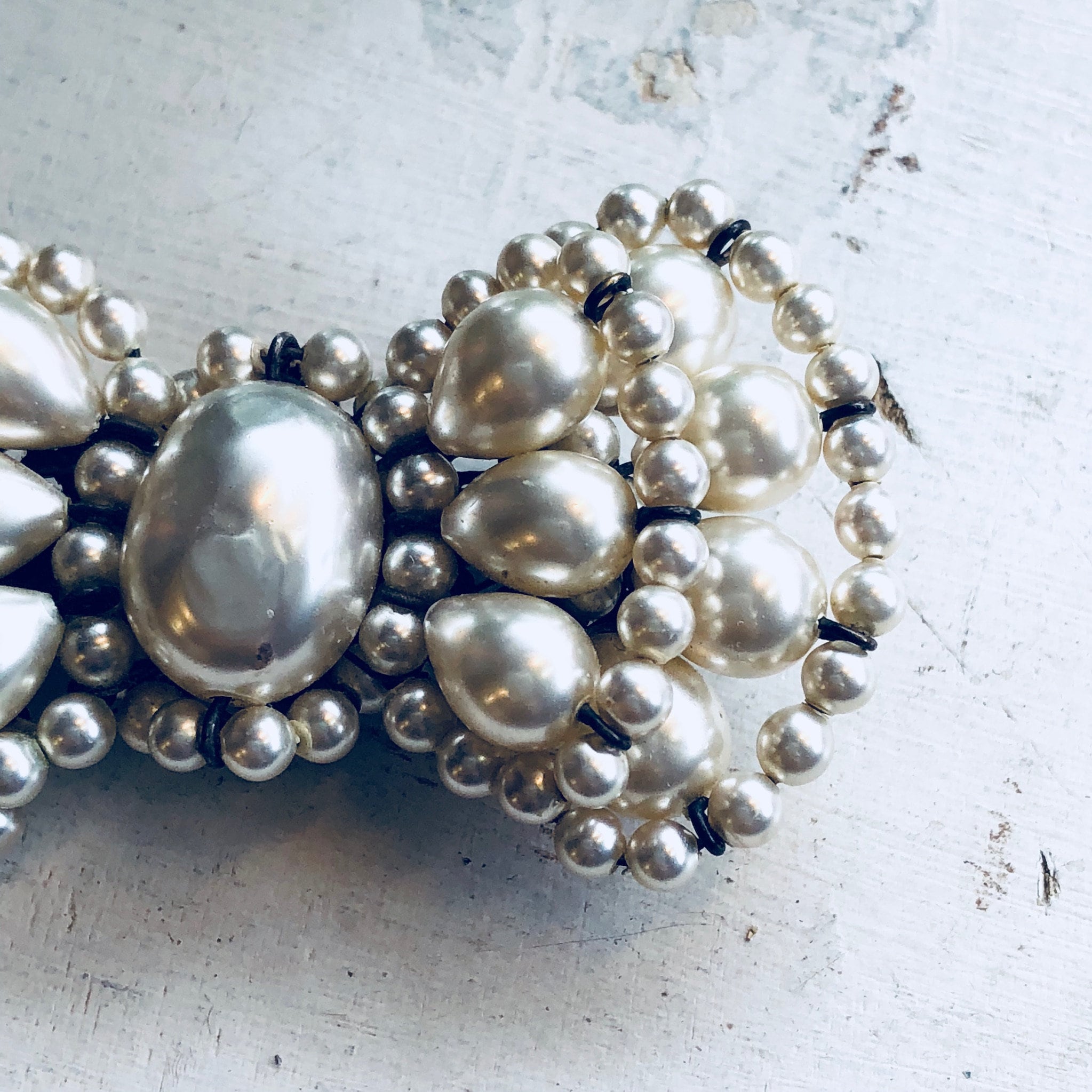 Vintage Brooch, Sterling Silver, Pearl Brooch, Bow Brooch, Bowtie, Vintage Jewelry, Faux Pearls, Made in France, Beaded Jewelry, Bow, Pin