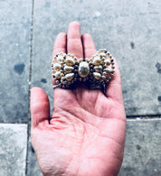 Vintage Brooch, Sterling Silver, Pearl Brooch, Bow Brooch, Bowtie, Vintage Jewelry, Faux Pearls, Made in France, Beaded Jewelry, Bow, Pin