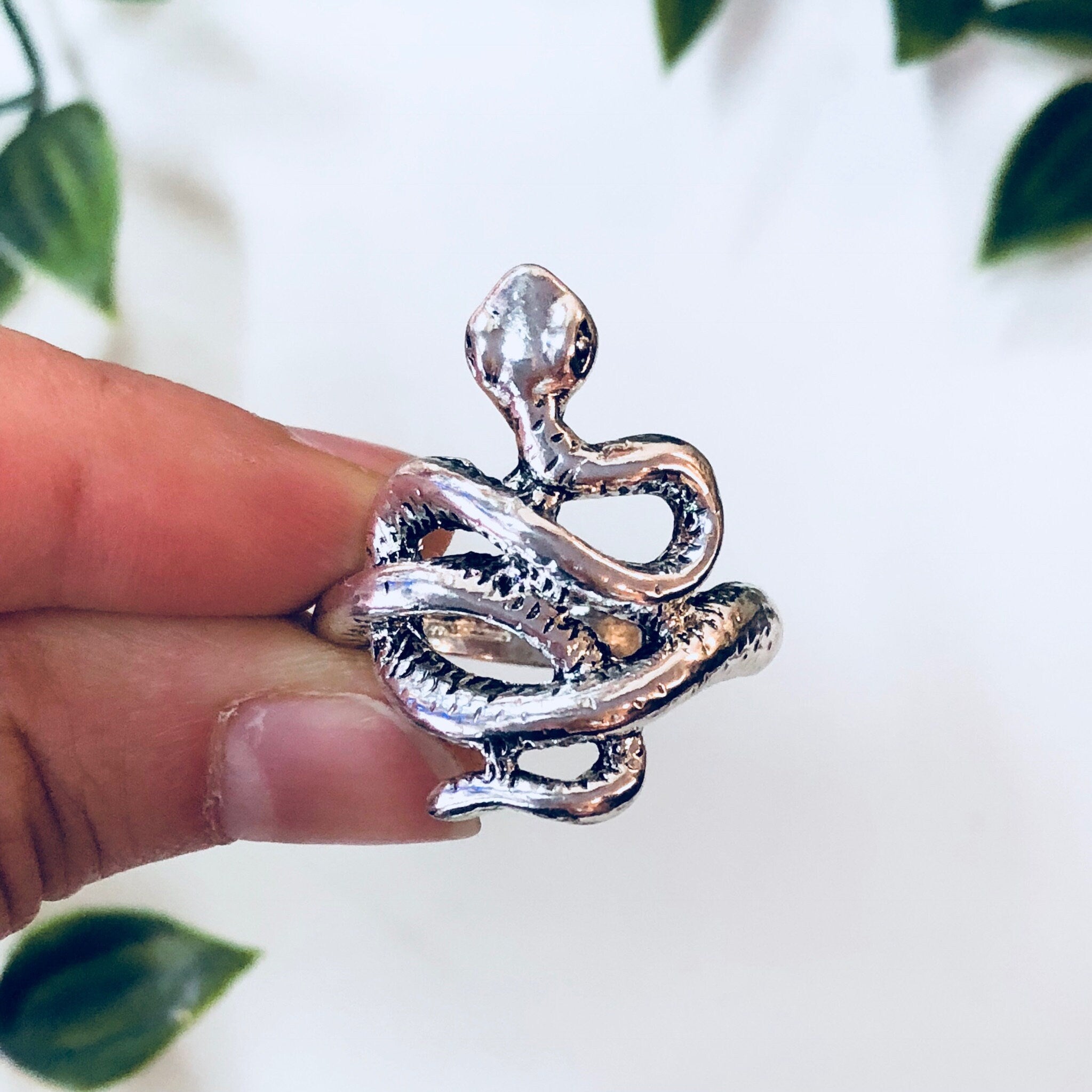 Snake Ring, Coiled Snake, Silver Toned Ring, Costume Jewelry, Statement Jewelry, Boho Style, Bohemian Jewelry, Hippie Jewelry, Wrapped Snake