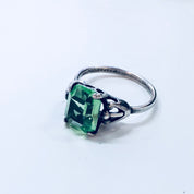 Vintage Silver Ring, Sarah Coventry Ring, Green Stone, Sterling Silver, Adjustable Ring, 925, Sarah Cov, Designer Jewelry, Engagement Ring