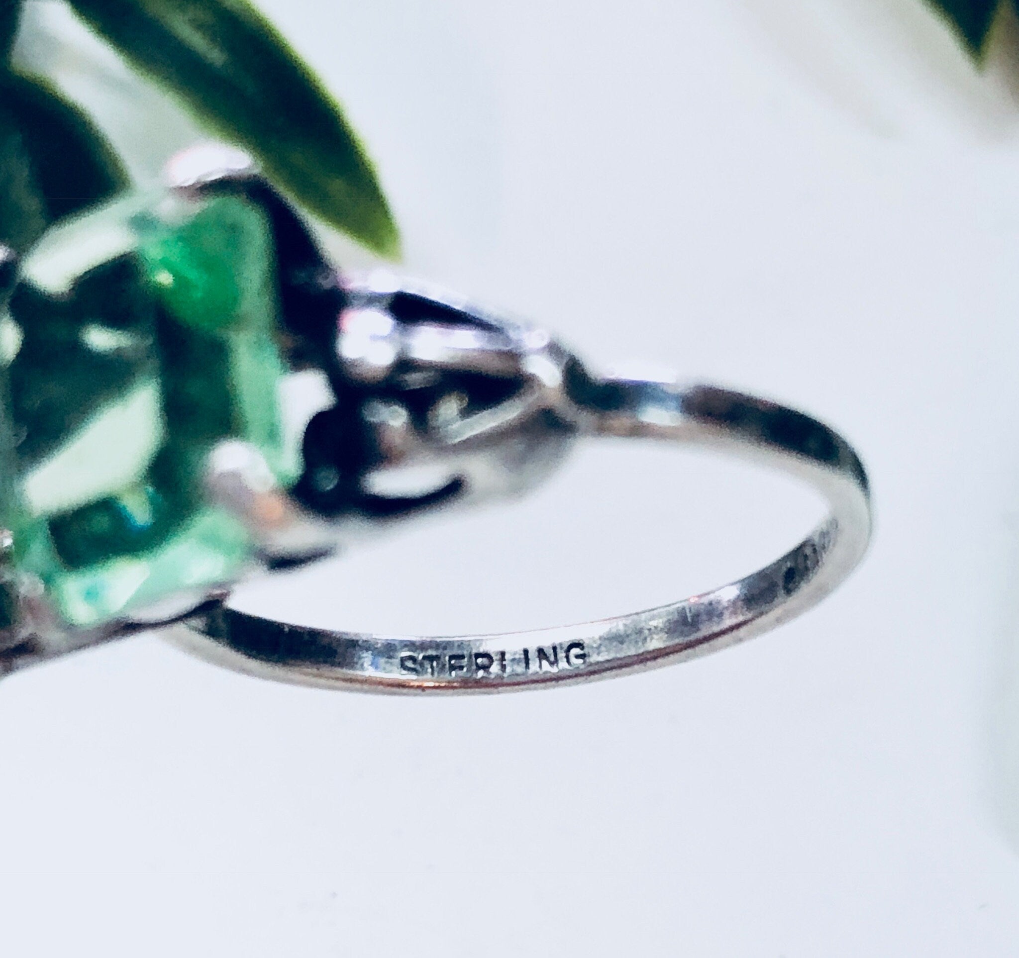 Vintage Silver Ring, Sarah Coventry Ring, Green Stone, Sterling Silver, Adjustable Ring, 925, Sarah Cov, Designer Jewelry, Engagement Ring