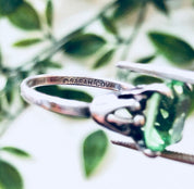 Vintage Silver Ring, Sarah Coventry Ring, Green Stone, Sterling Silver, Adjustable Ring, 925, Sarah Cov, Designer Jewelry, Engagement Ring
